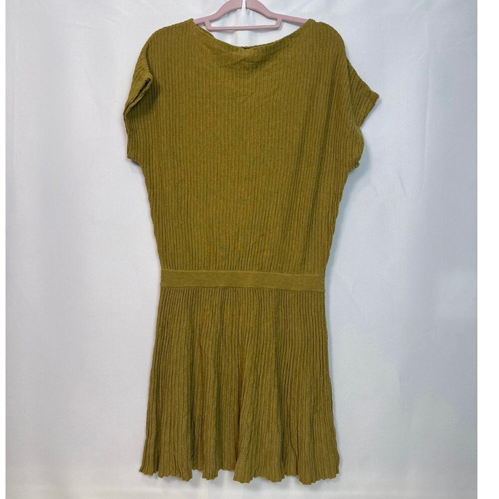 Maeve Anthropologie Womens Ribbed Drop Waist Sweater Dress Size M Olive Academia